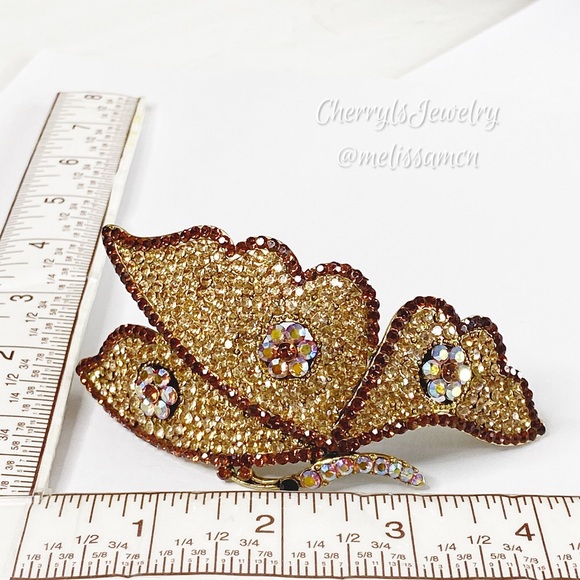 RARE Gorgeous Swarovski Butterfly Hair Barrette - Picture 10 of 10